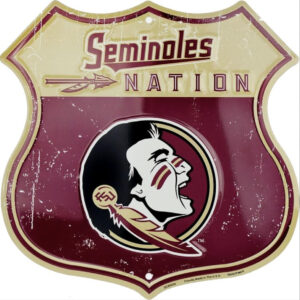 plaque déco américaine murale tole panneau de highway florida state seminole nation shield